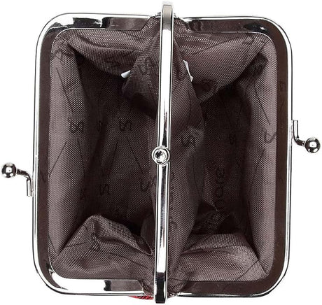 Signare Tapiz doble bolsillo cambio bolsa beso cerradura monedero para mujer, Azteca