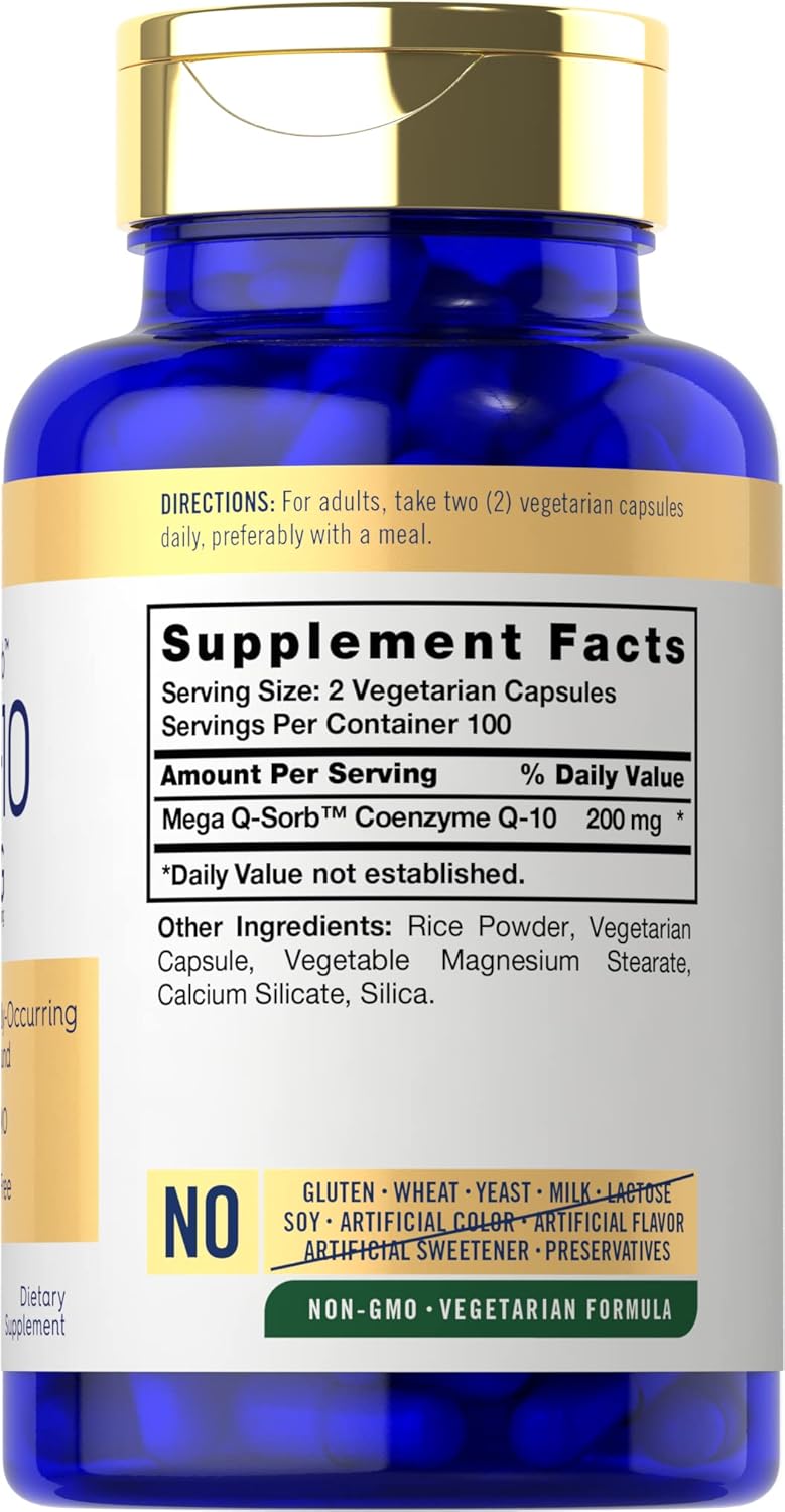 Carlyle CoQ10 200mg | 200 Cápsulas | Vegano, Sin GMO, Sin Gluten