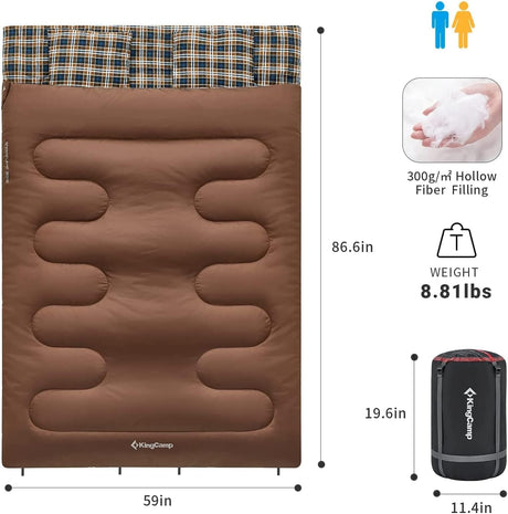 Saco de dormir doble de 20 grados para 2 personas