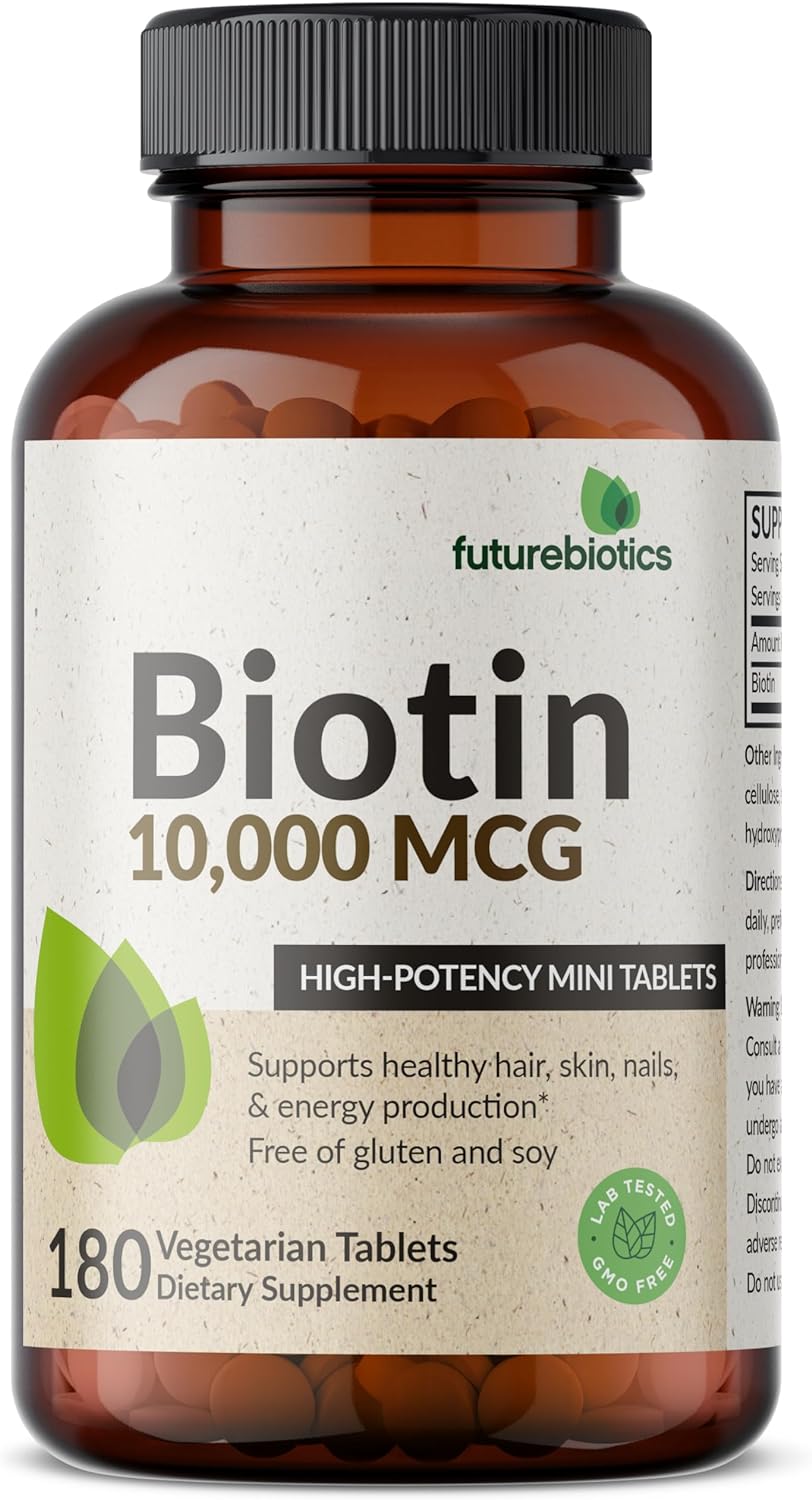 Biotina 10,000 MCG comprimidos alta potencia para cabello, piel y uñas