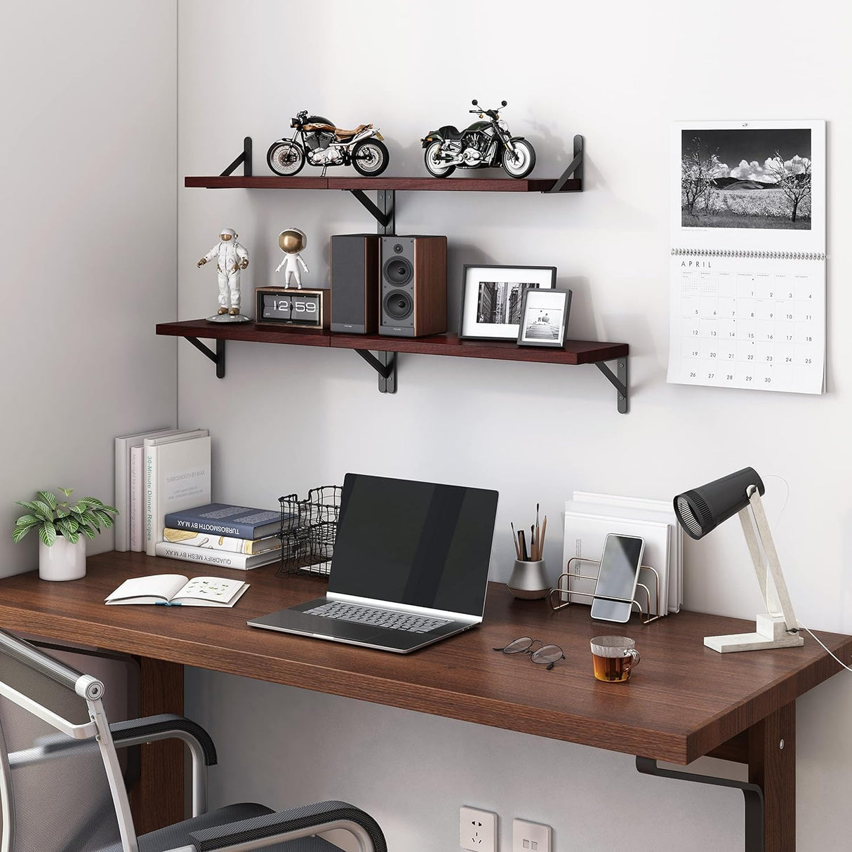 Estanterías Flotantes YGEOMER, Madera, Set de 4 Tamaños Variados