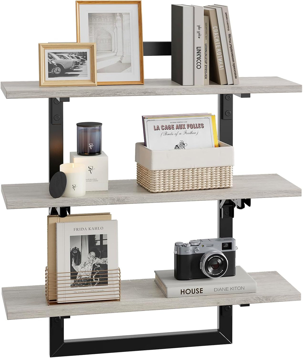 Estanterías Flotantes Bestier, 24 con Soportes Plegables 3 Niveles