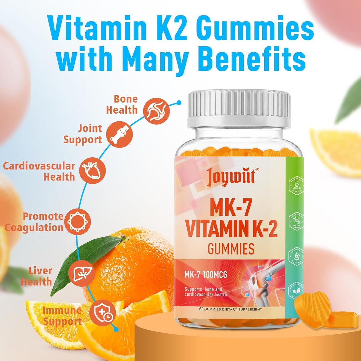 Gominolas de K2 MK-7 100mcg, Extra Fuerza, 60 unidades