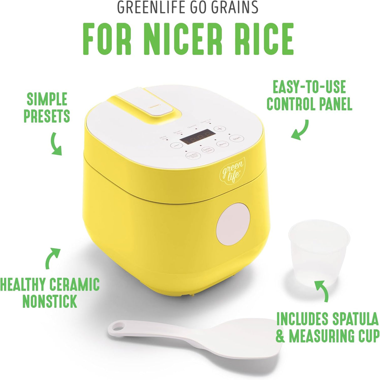 Cocedor de Arroz GreenLife 4 Tazas, Cerámica Antiadherente