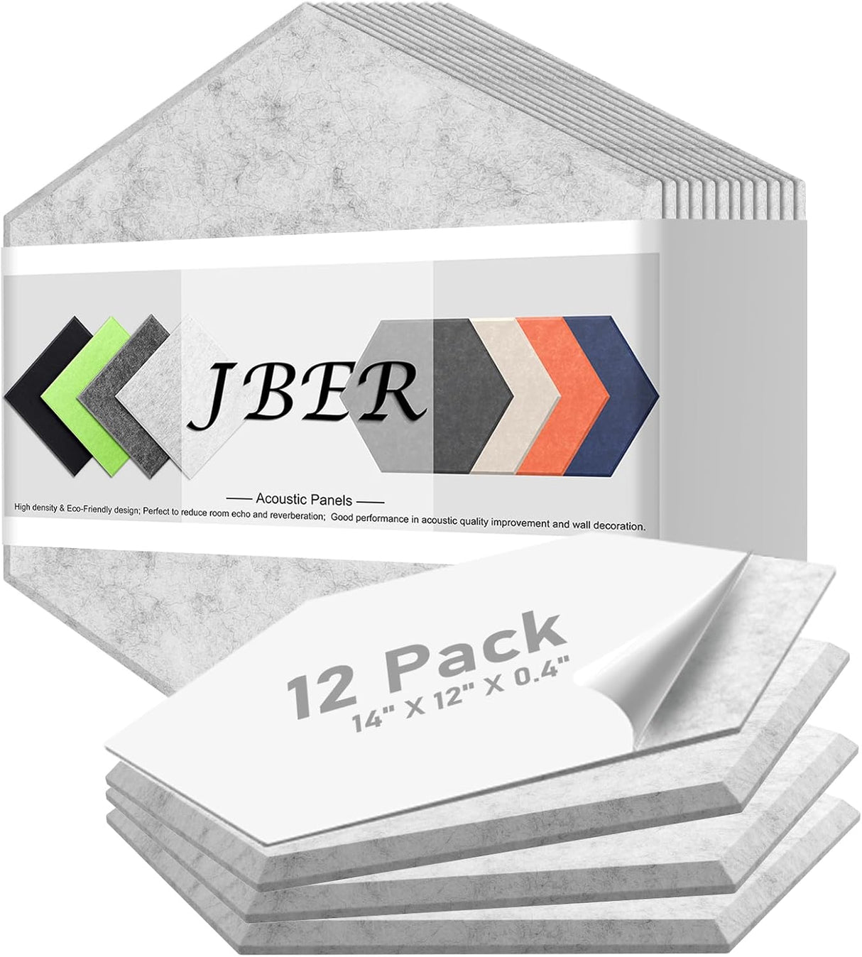 Paneles Acústicos Hexagonales 12 Pack, Alta Densidad 12x10