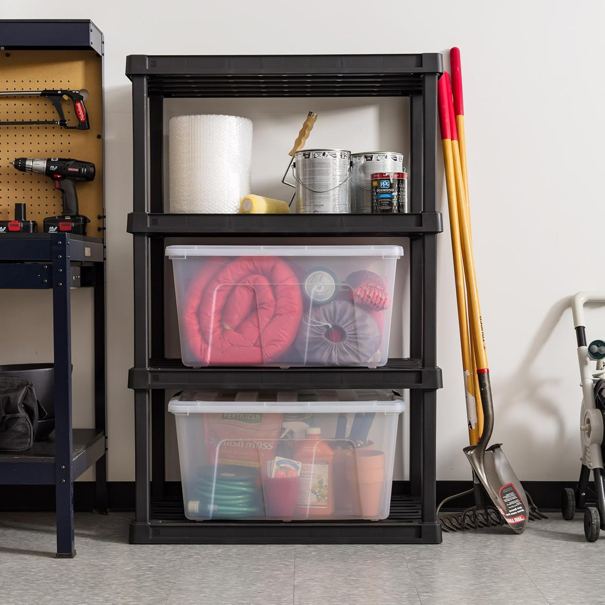 Contenedores Apilables de Plástico con Tapa y Cierres 94 Quart