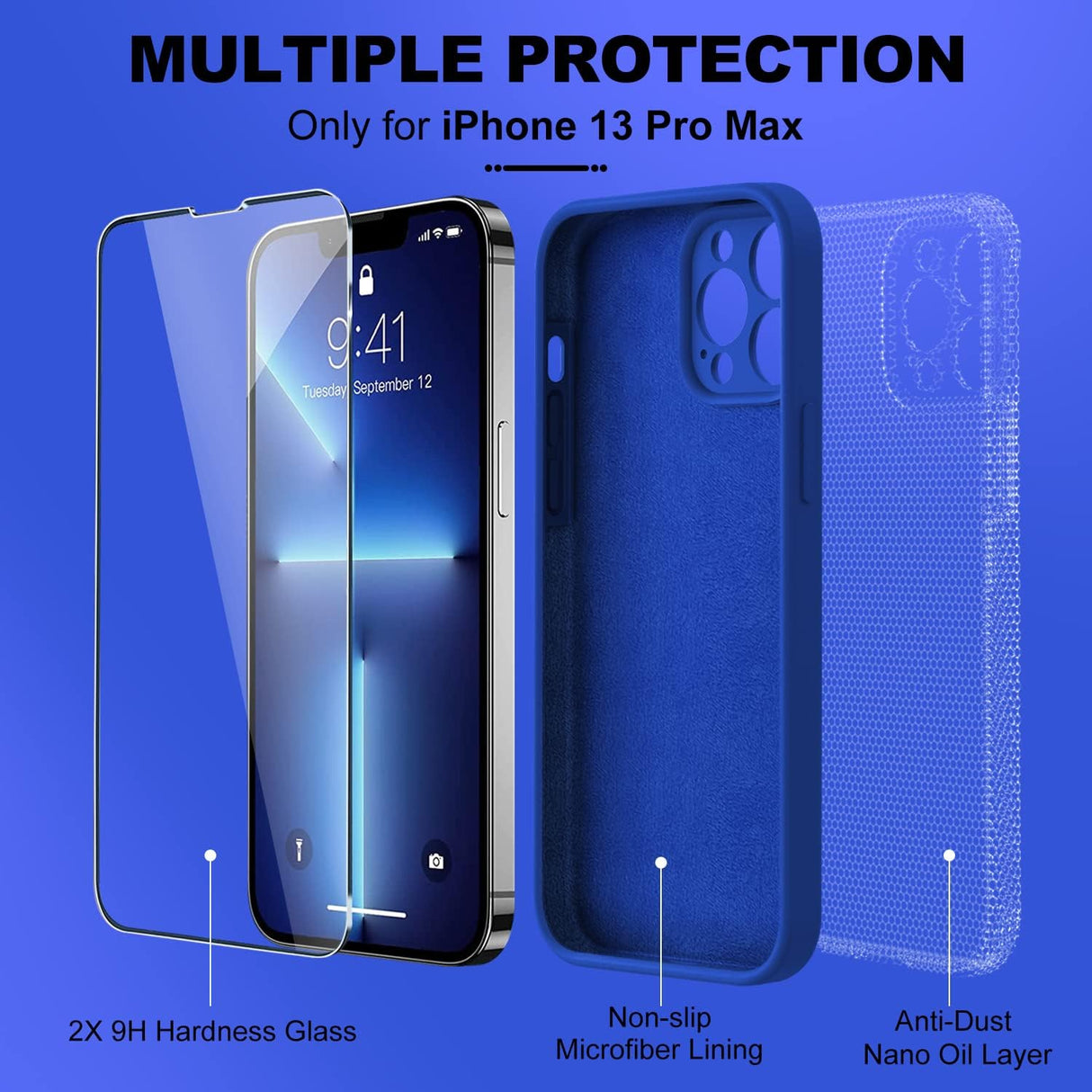 BossKiss Funda líquida de silicona para i13 Pro Max (azul Klein)