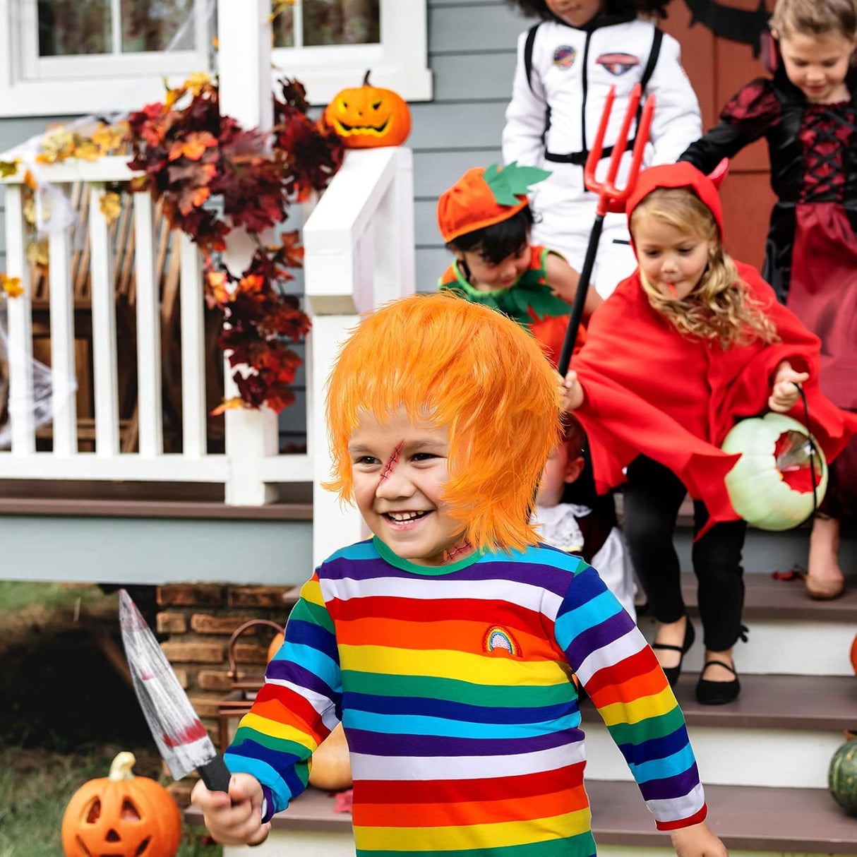 Disfraz de Halloween Fantasma, Anime, Peluca, Tatuajes, Talla 120