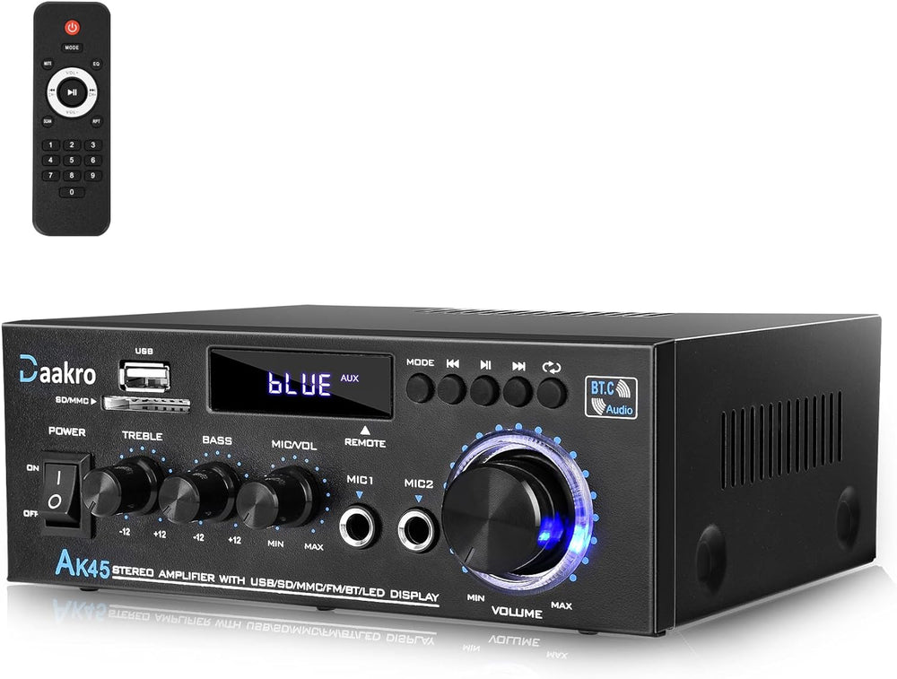 Amplificador de Audio Estéreo 300W, Bluetooth 5.0, AK45
