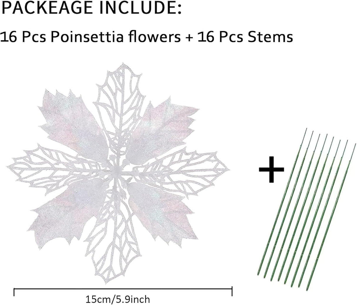 Flores Poinsettia Artificial 16 Pcs - Wironlst, Decoración Navideña