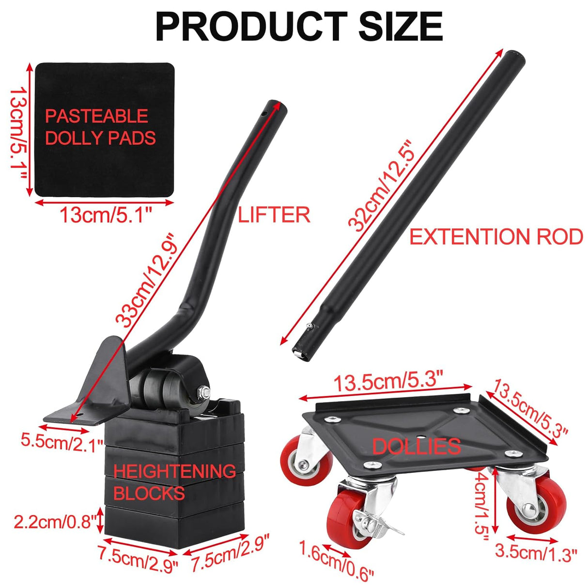 Carretillas Movedoras OCGIG, Carga 3000LBS, 4 Piezas