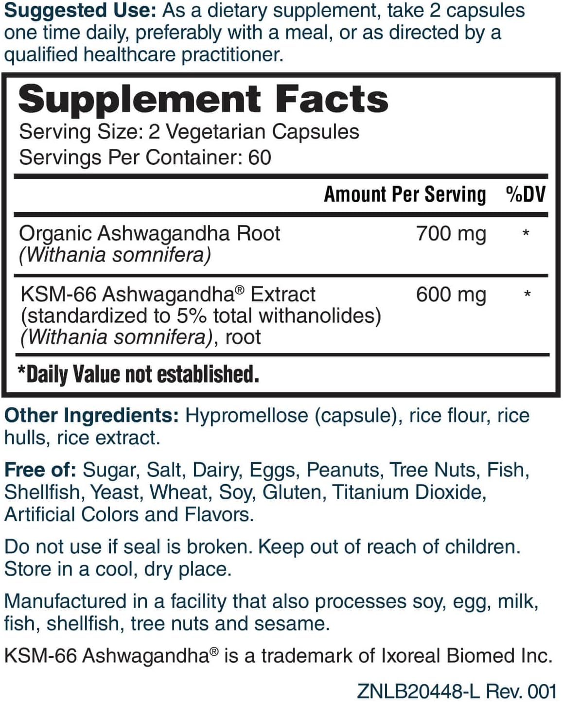Extracto de Ashwagandha KSM 66 - Nature's Lab, 120 cápsulas