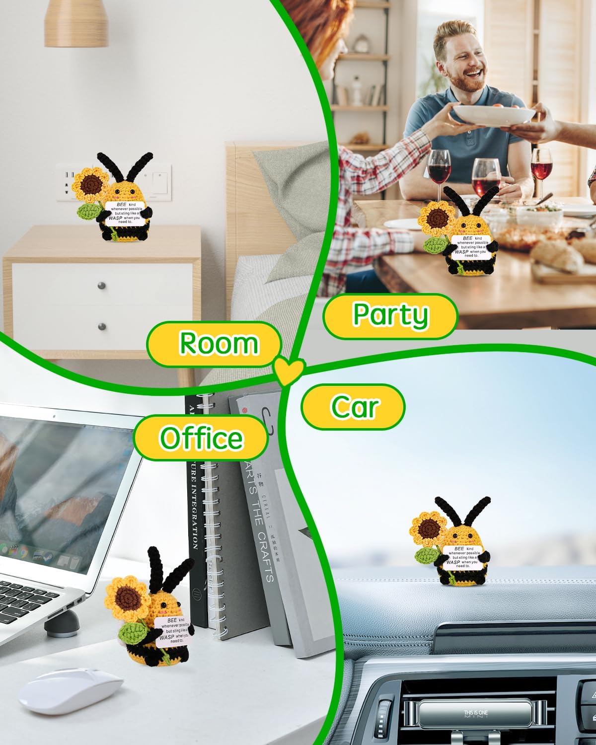 Muñeco de Papa Tejido, Mini Divertido, Tarjeta Positiva, Modelo Bee