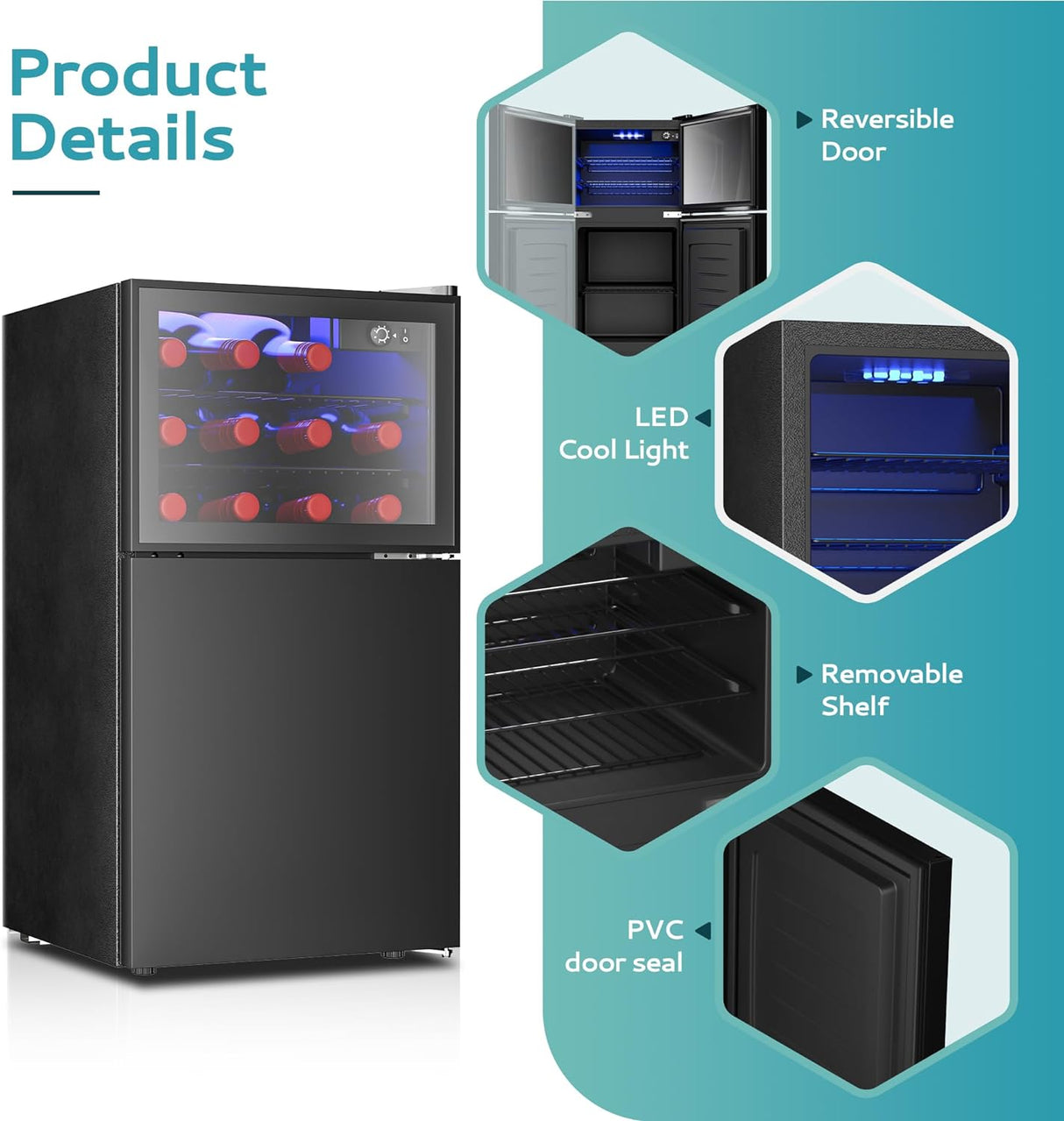 Mini refrigerador de doble puerta con congelador EUHOMY