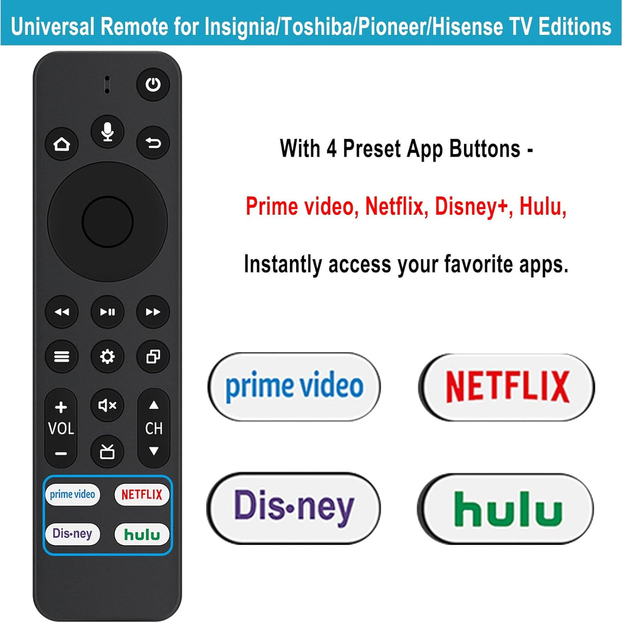 Control remoto Allimity CT-RC1US-21 para TV Insignia/Toshiba