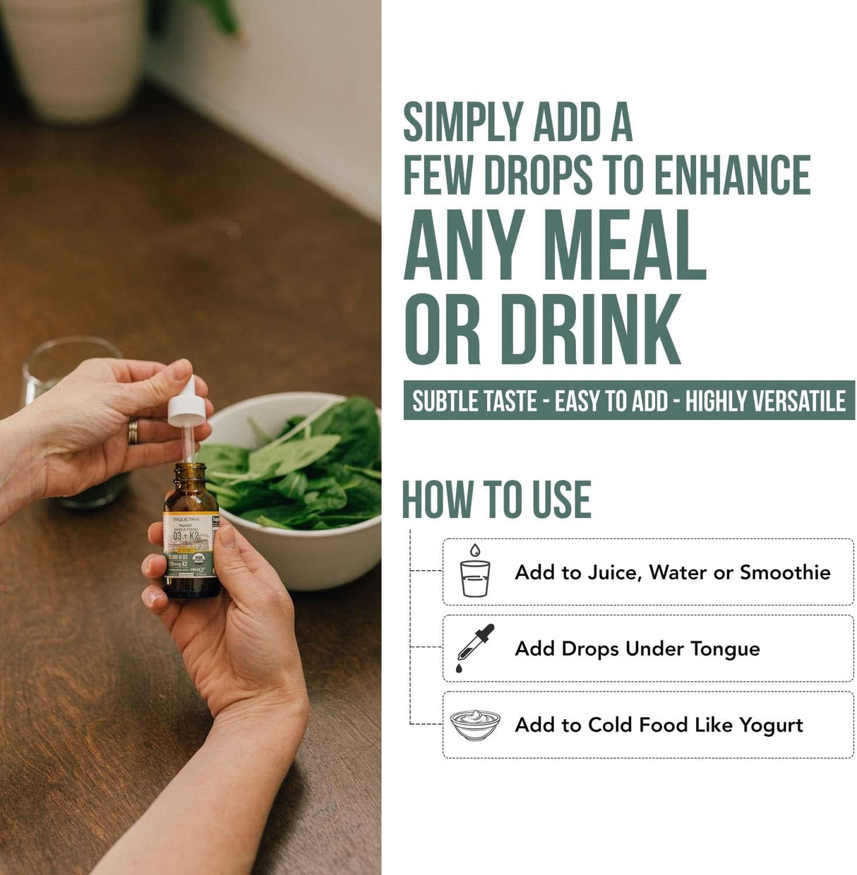 Vitamina D3 + K2 Orgánica y Vegana - Gotas Sublinguales