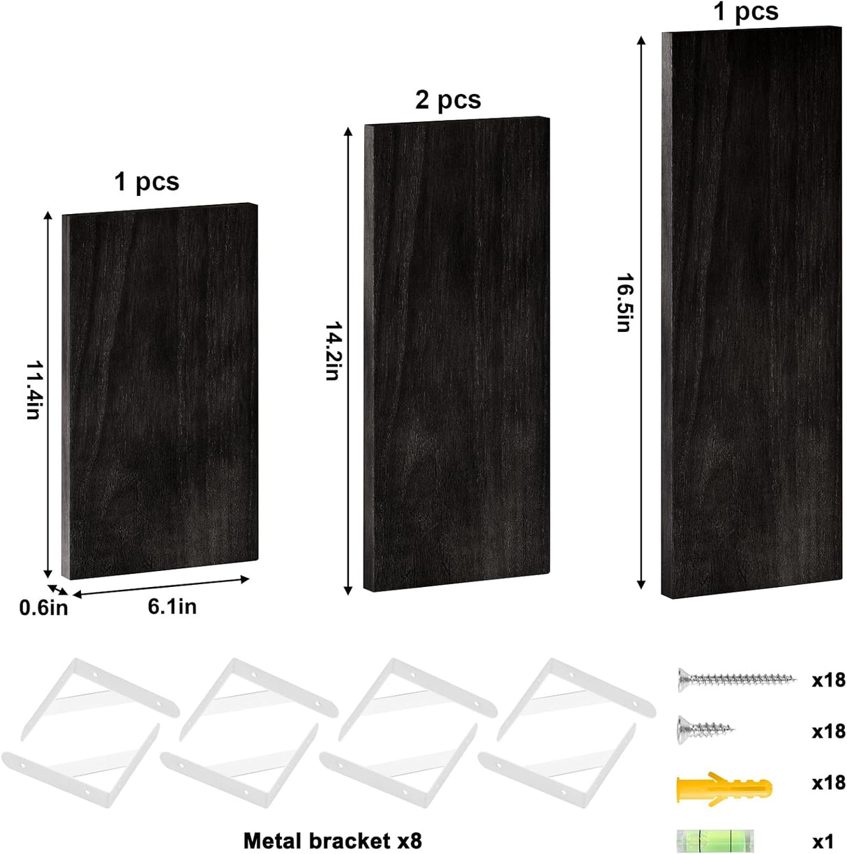 Estanterías flotantes YGEOMER, madera, set de 4 tamaños diferentes