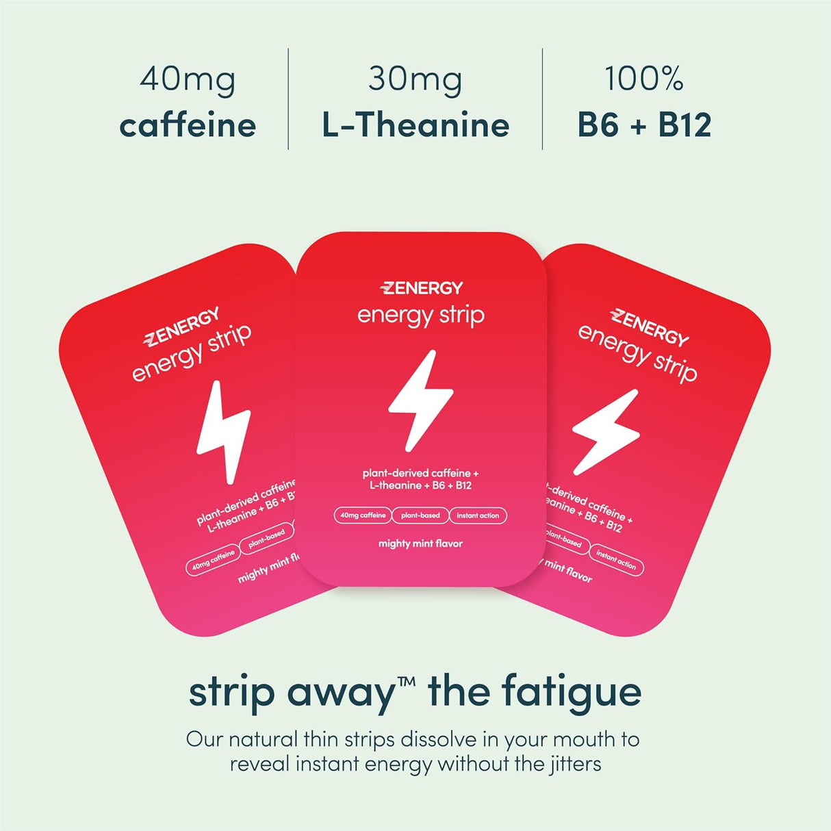 Suplementos ZENERGY Energy Oral Strips Sabor a menta 40 mg