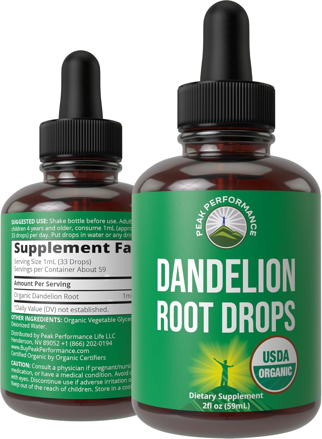 Extracto de raíz de diente de león, orgánico, vegano, líquido, 60 ml