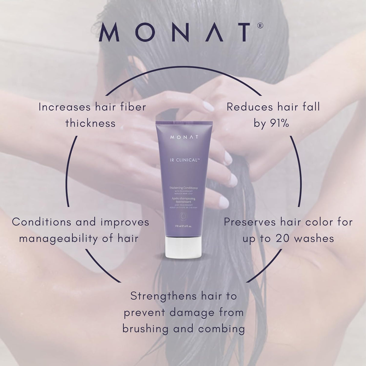 MONAT Acondicionador vegano para adelgazar el cabello.