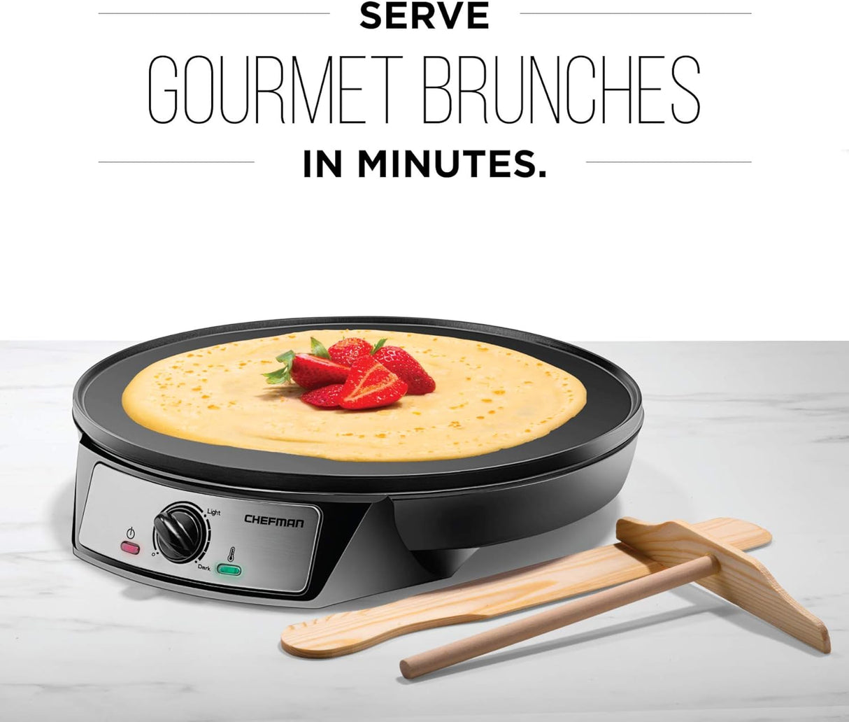Chefman Crepera eléctrica control de la sartén de acero