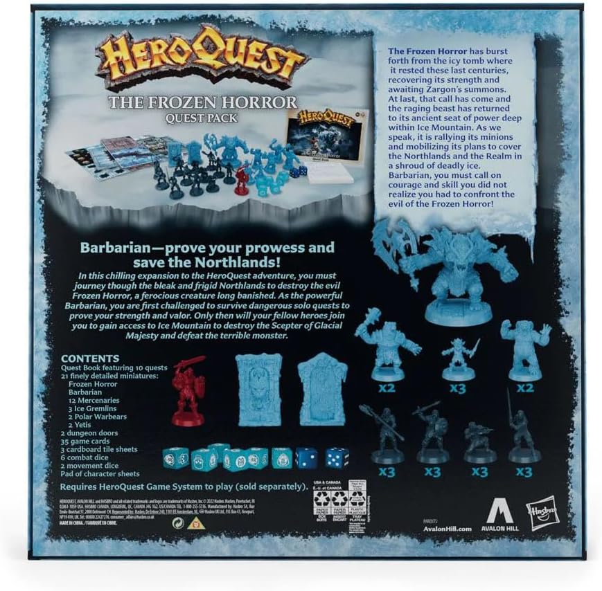 HeroQuest La Horror Helado, Avalon Hill, Juego de Aventura