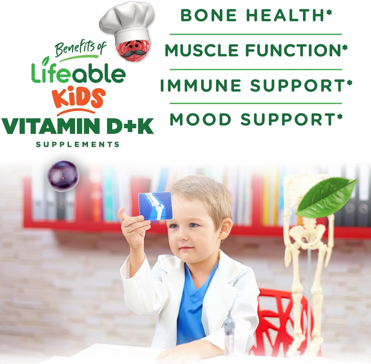 Gomitas de Vitamina D3 K2 Lifeable Kids | 1000iu 60 Gummies