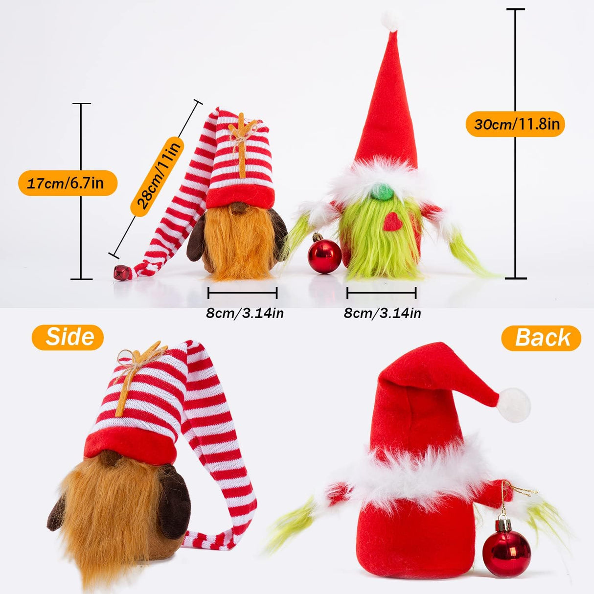 Adornos Navideños Gnomos Suecos 2-Pack, Hecho a Mano, Tomte
