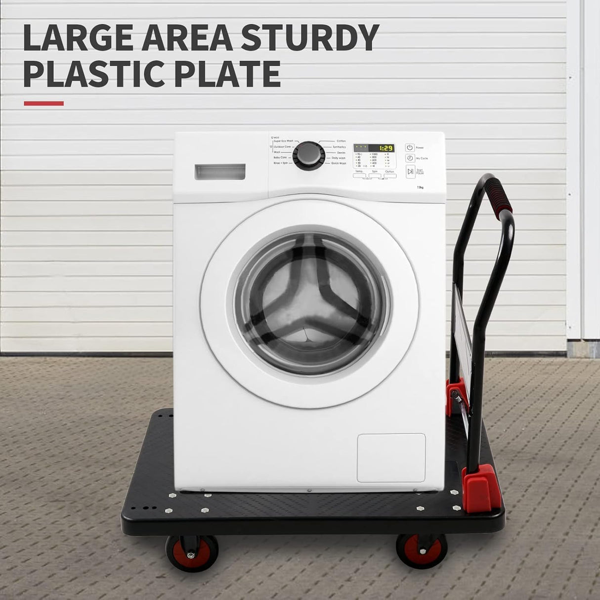 Carretilla Plegable, Capacidad 1000LB, 36x24in, Ruedas Giratorias