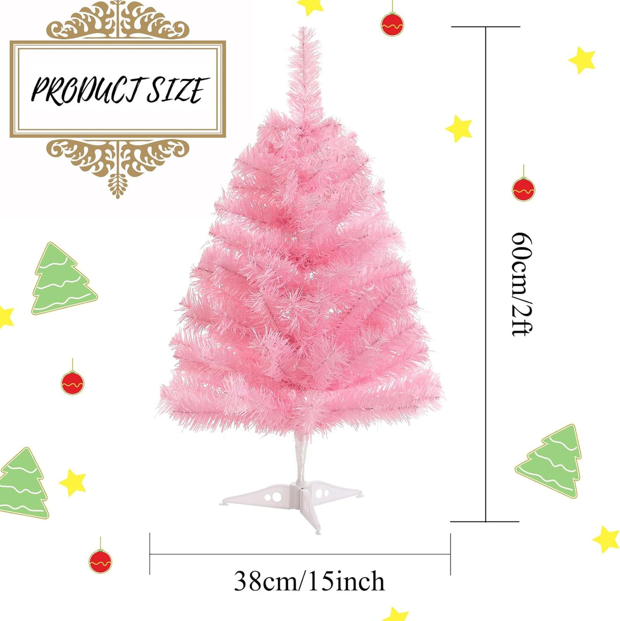 Árbol de Navidad Artificial 2FT Mini con Base Plástica, Modelo 2023