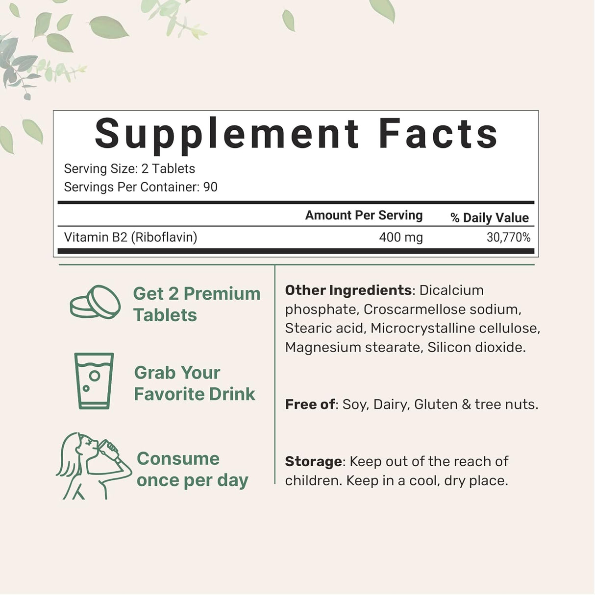 Suplementos Alimenticios Vitamina B2 de riboflavina