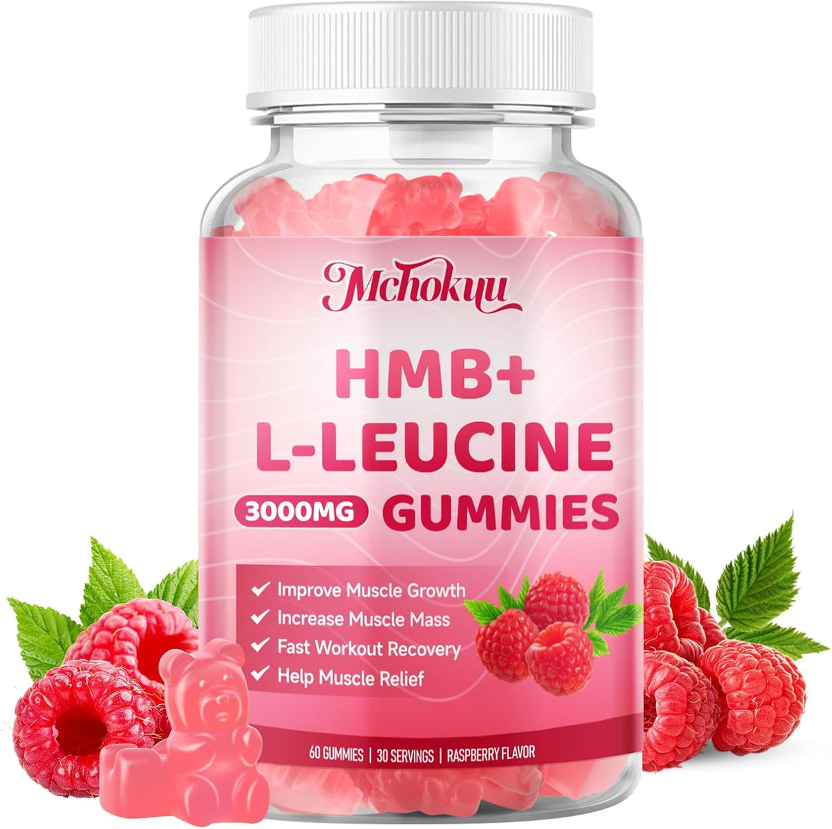 Gummies de HMB y Leucina 3000mg, Sin Azúcar, Vegan, 60u