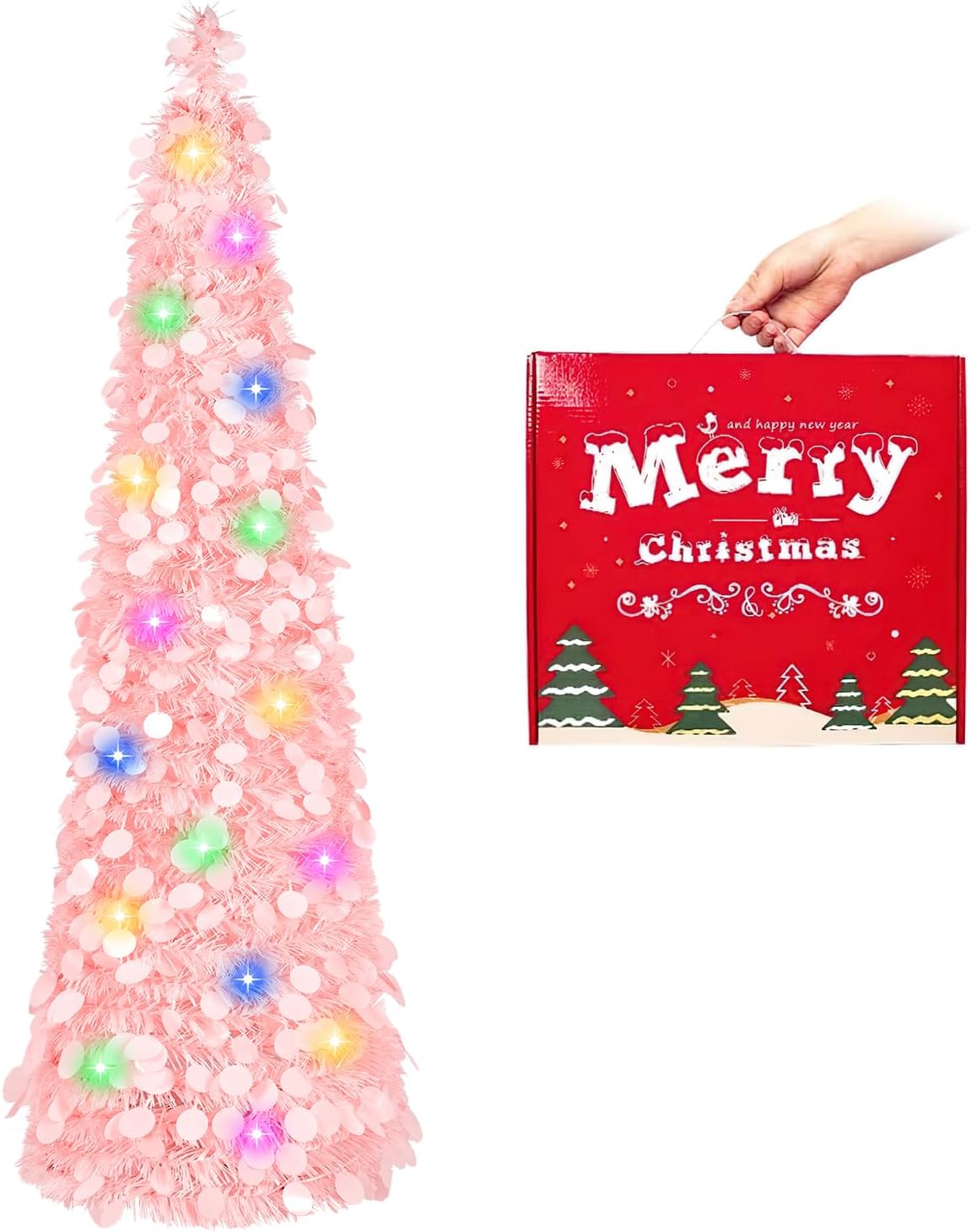 Árbol de Navidad MACTING 5ft con luces y fácil ensamblaje