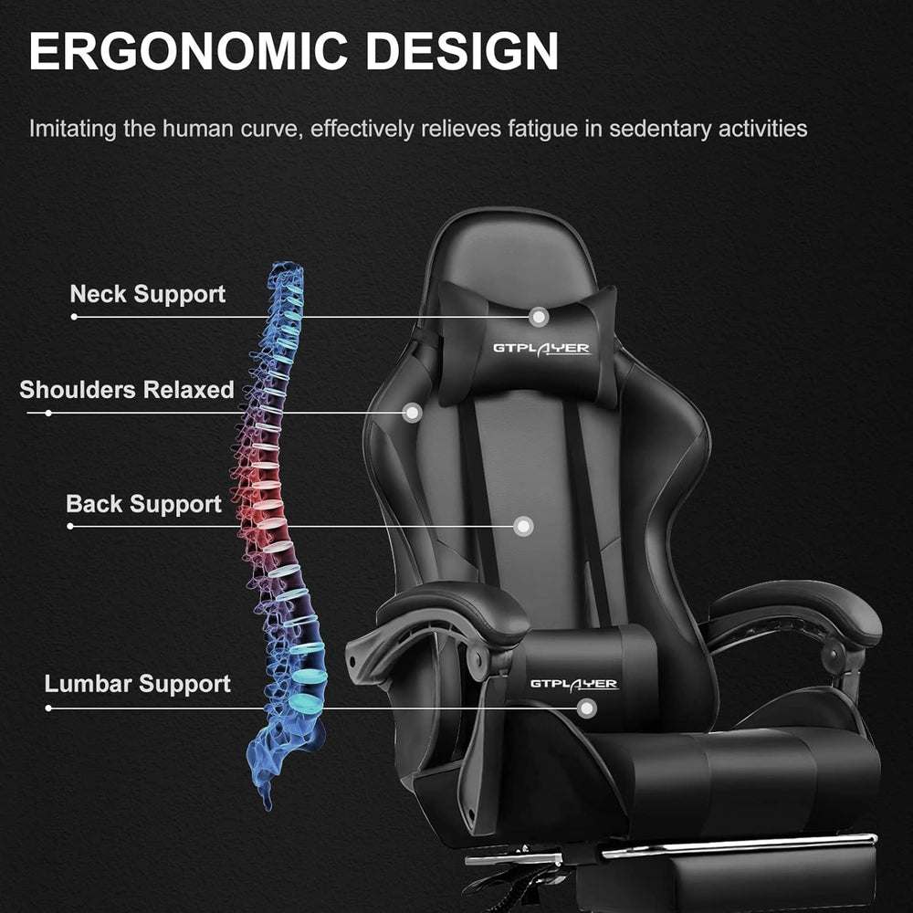 Silla Gamer negra con reposacabezas gt800a GTPLAYER