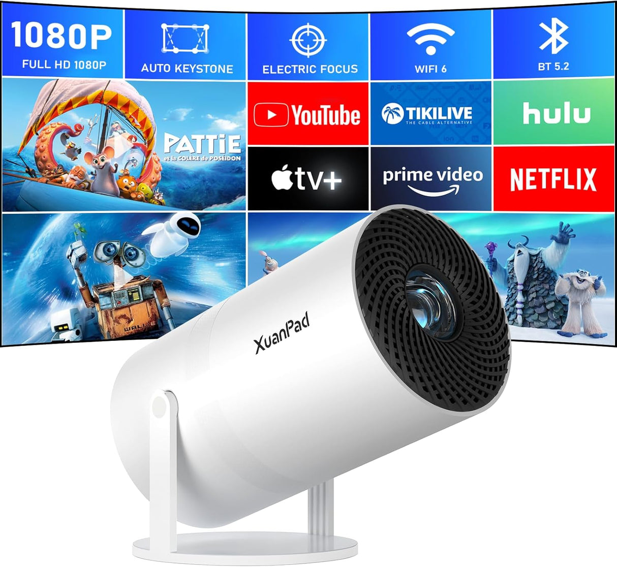 Proyector Mini XuanPad, Android, WiFi 6, FULL HD 1080P