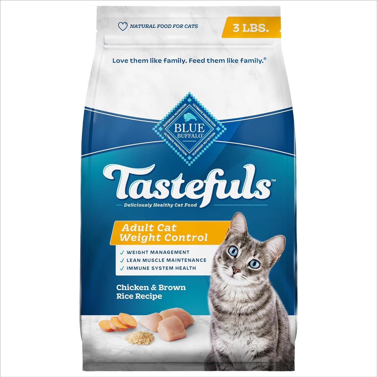 Blue Buffalo Alimento seco natural para gatos, para control de peso, pollo, bolsa de 1.36 kilos