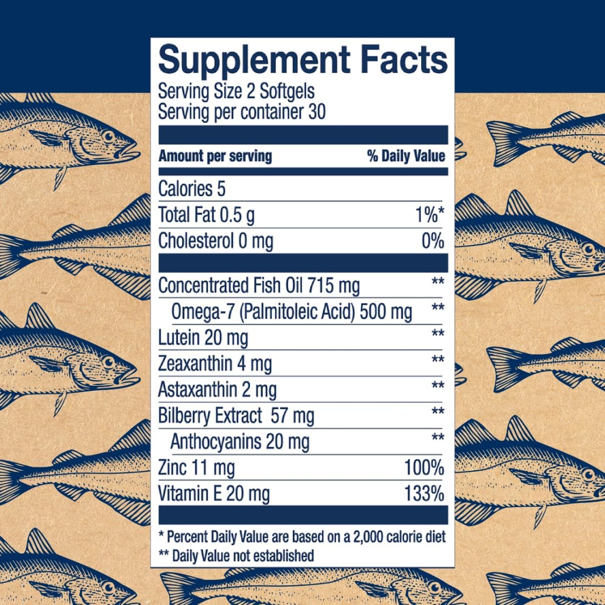 Suplemento de salud ocular de aceite de pescado con luteína