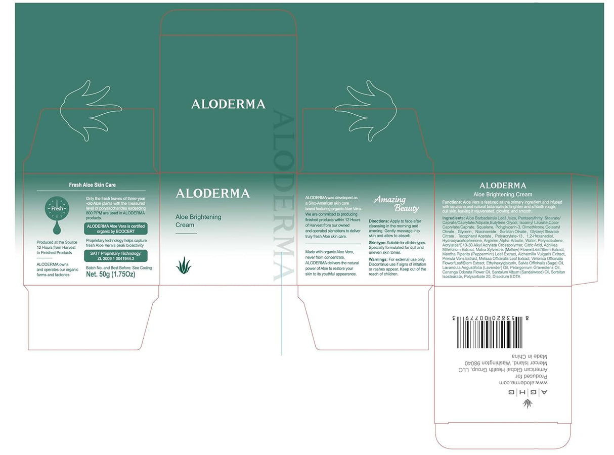 Crema facial iluminada con aloe vera 80% orgánico Aloderma