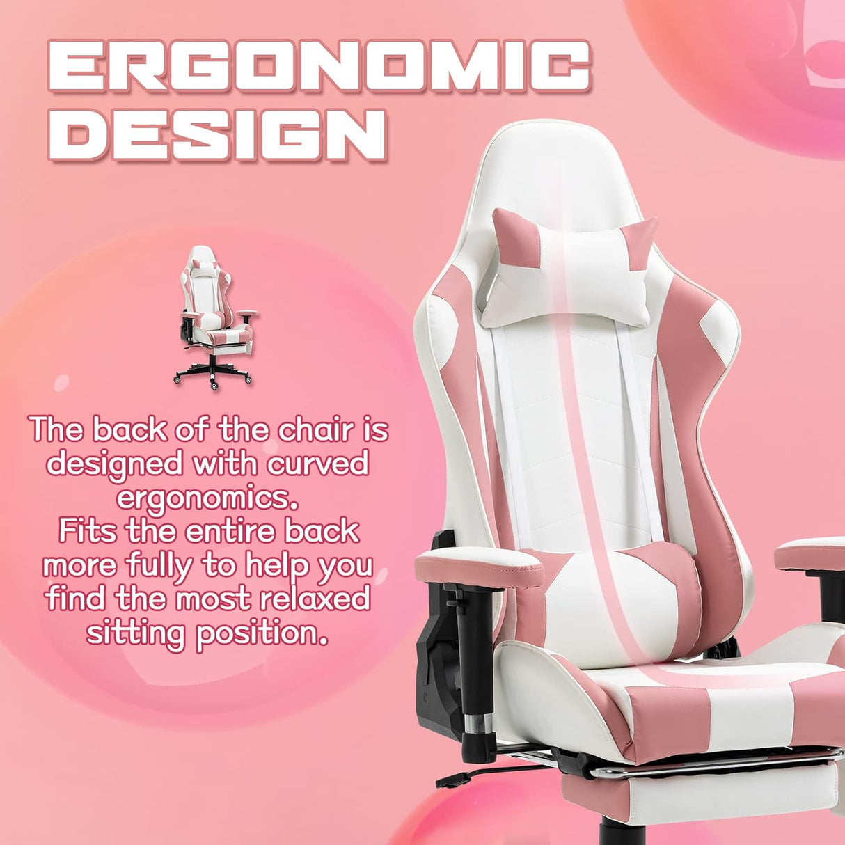 Sillas Gamer con reposapiés y soporte lumbar ECOTOUGE