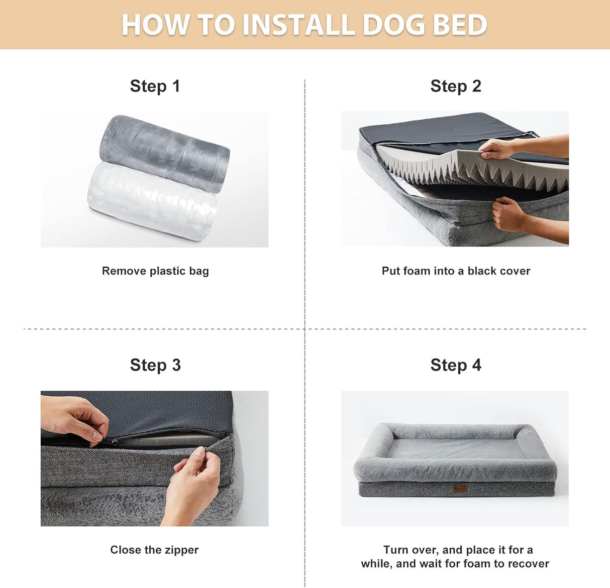 Cama ortopédica para perros grandes BFPETHOME, lavable y resistente