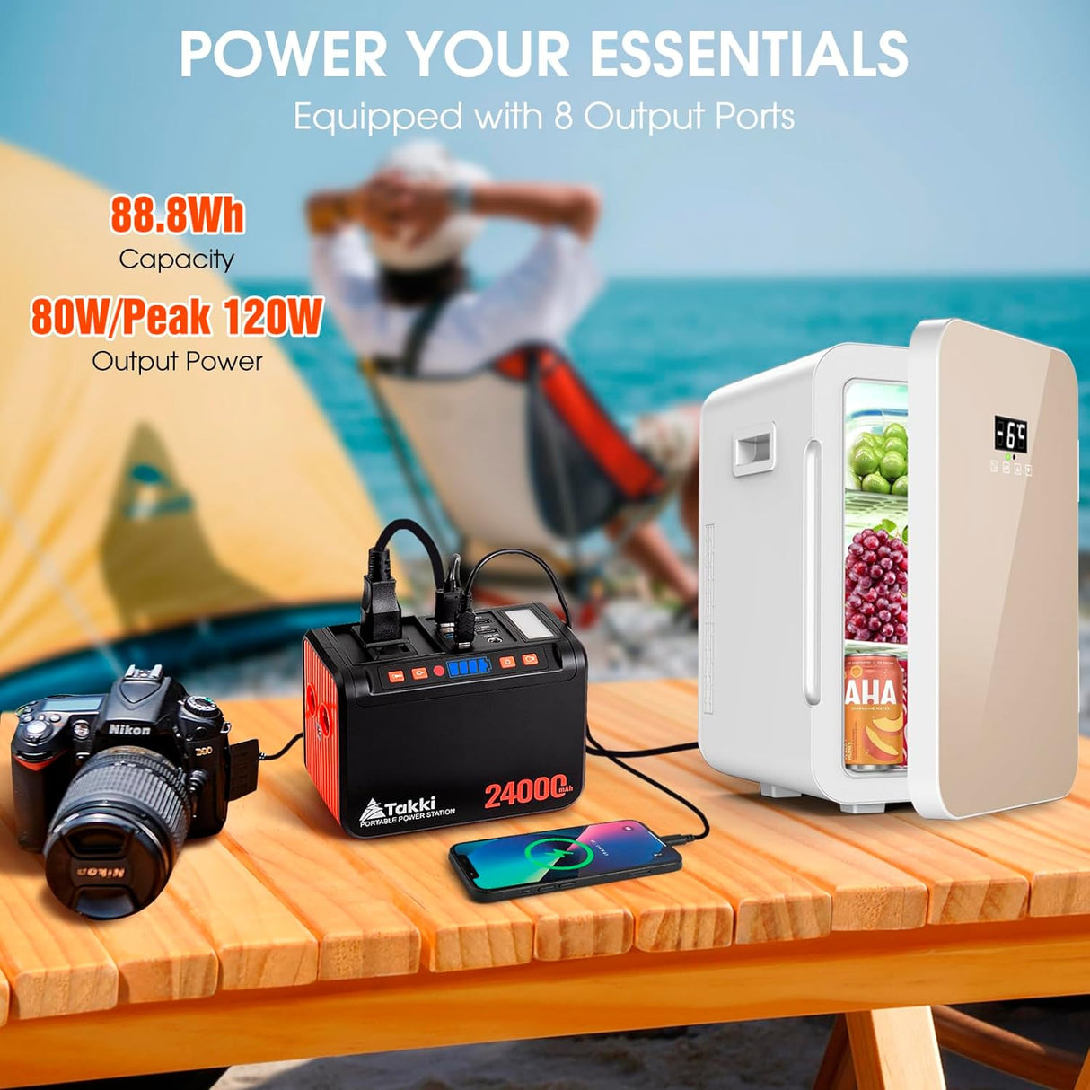 Takki Portable Power Station 88Wh, Solar Generator Power Bank