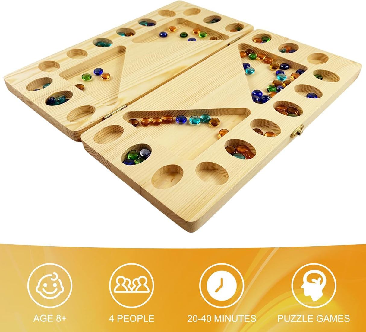 Juego de Mancala 4 Jugadores, Madera Plegable, Manual Instrucciones