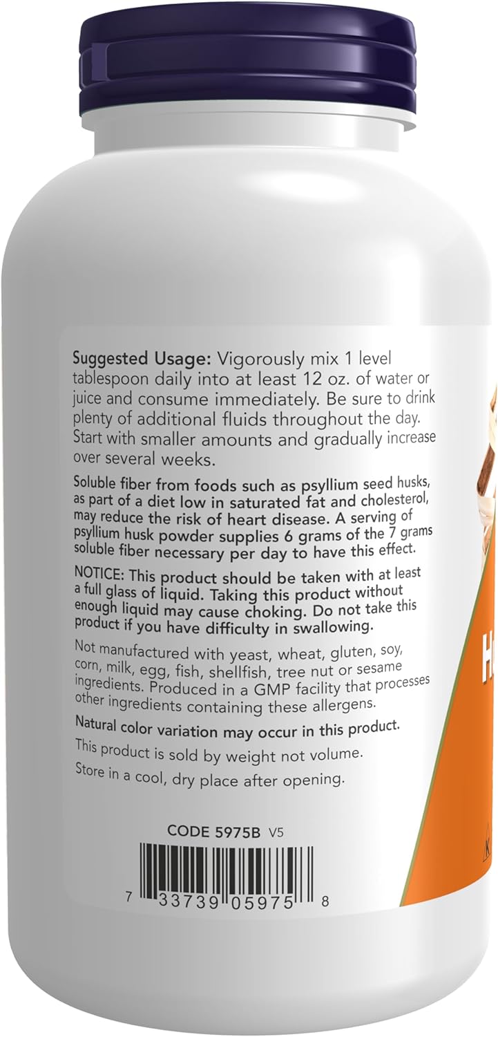 Psyllium Husk Powder 12 oz, NOW Foods, Fibra Soluble, No-GMO