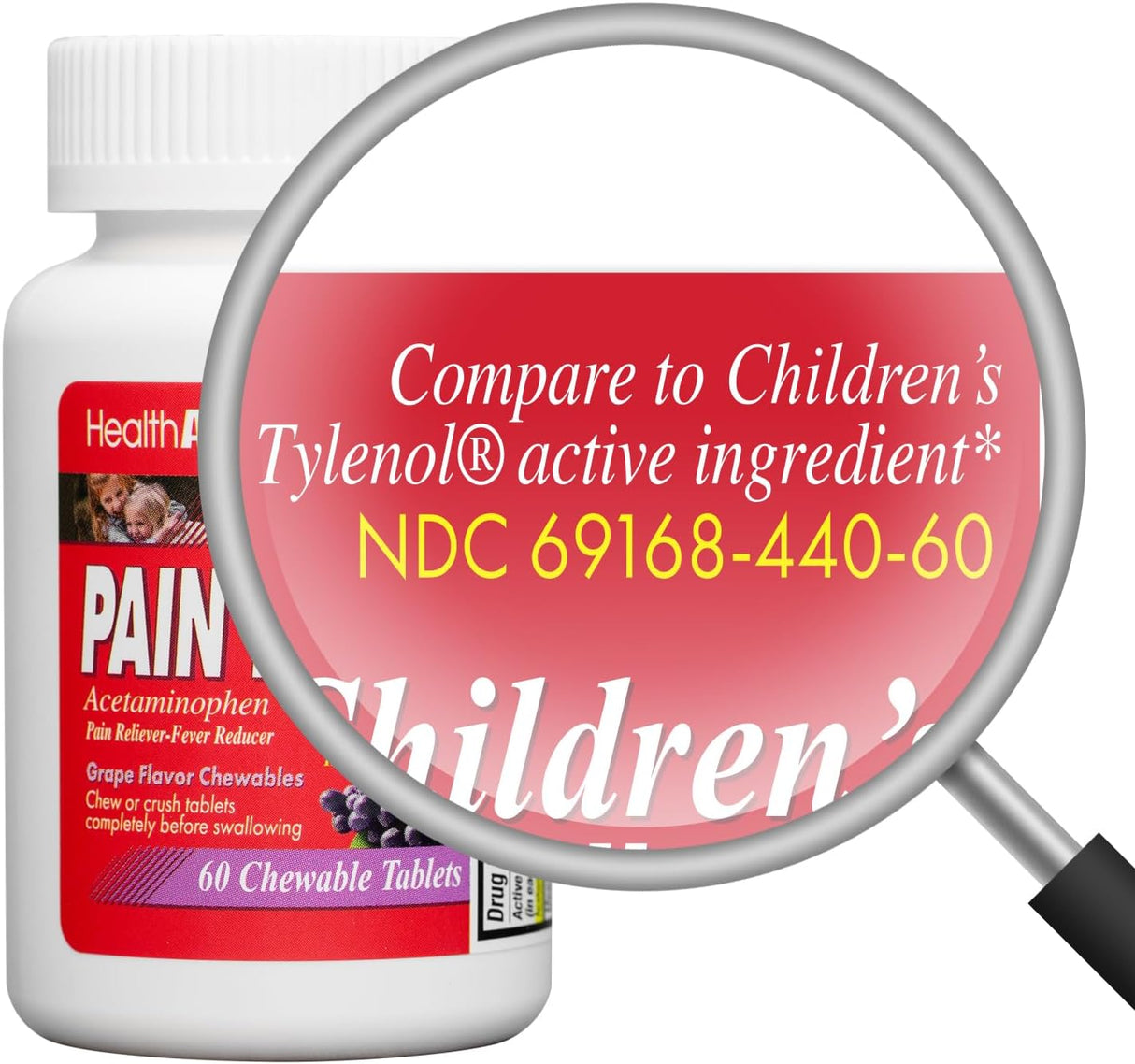 HealthA2Z® Pastillas Pediátricas de Dolor sin Aspirina ni Ibuprofeno