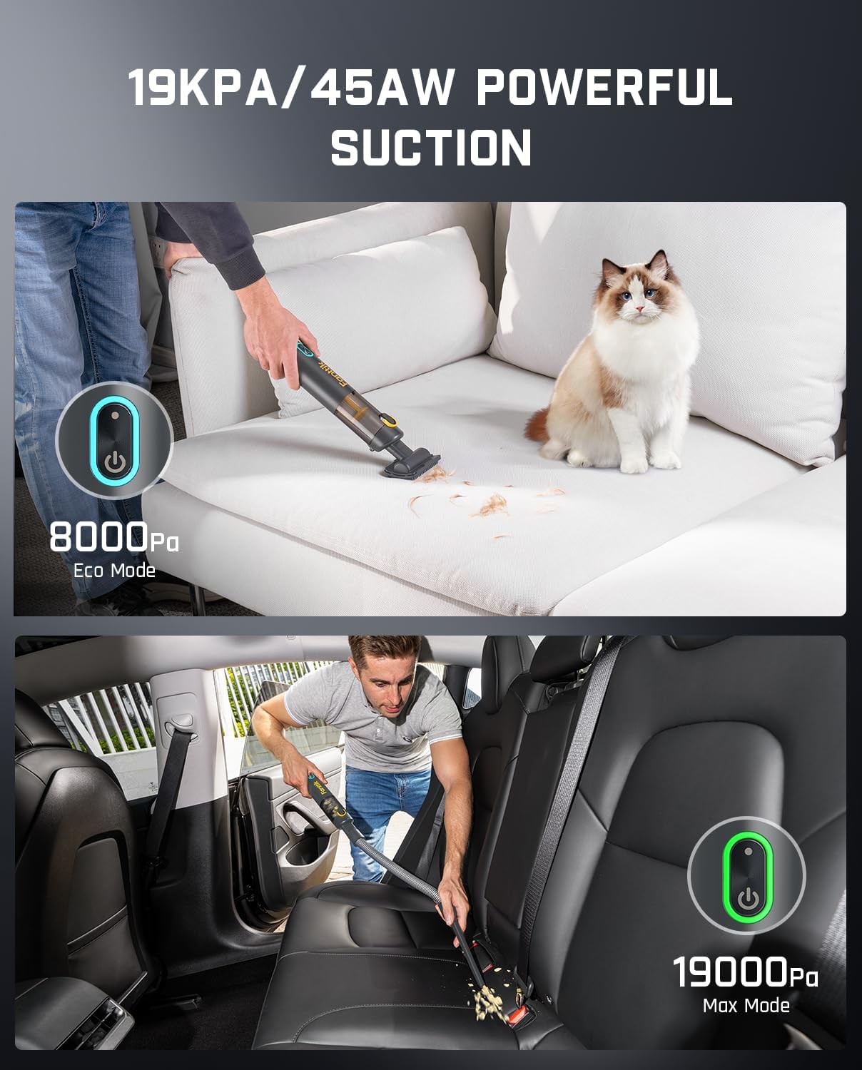 Aspiradora de Coche Alta Potencia 19000PA Mini Fanttik