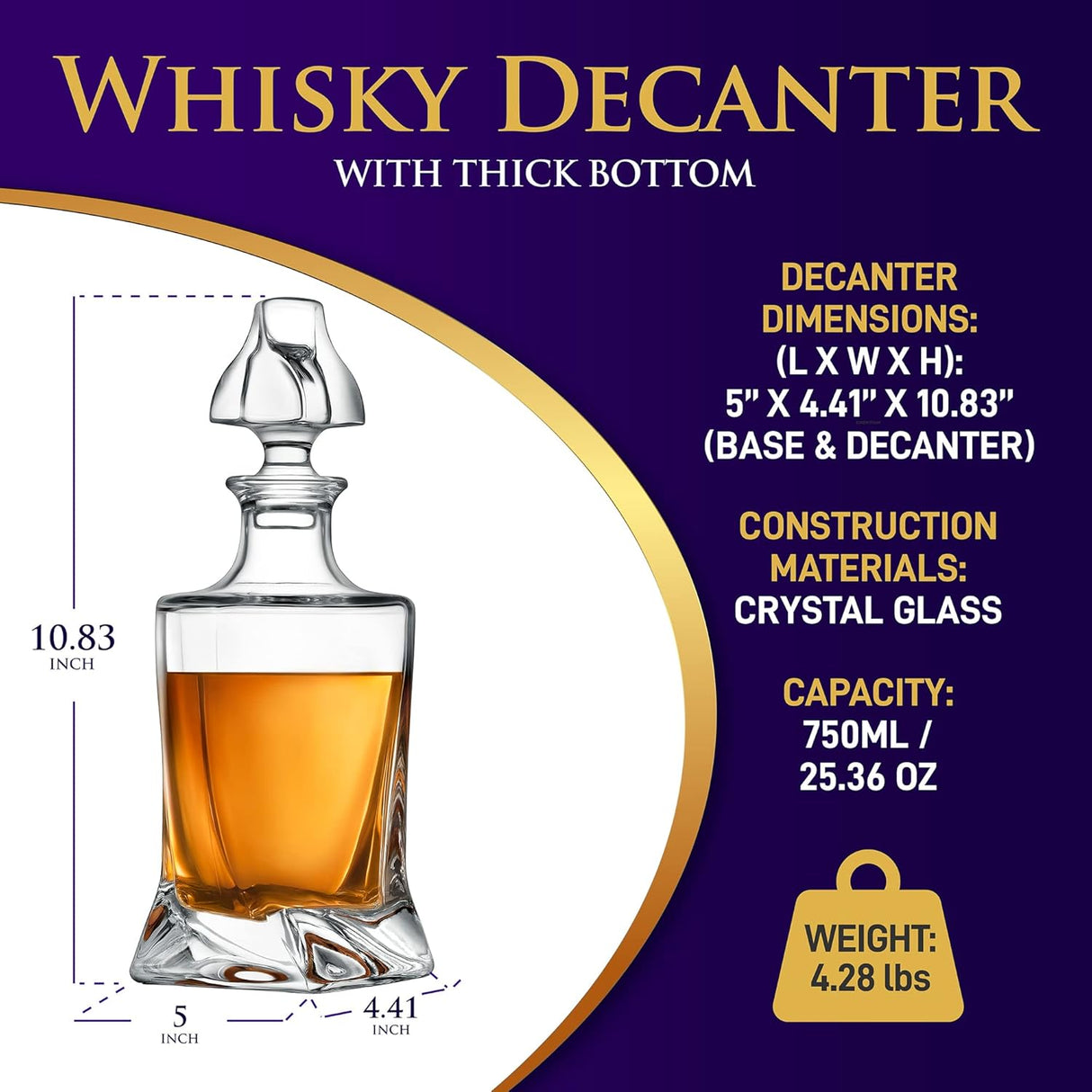 Decantador de vidrio de whisky NUTRICHEF NCGD1XZ96
