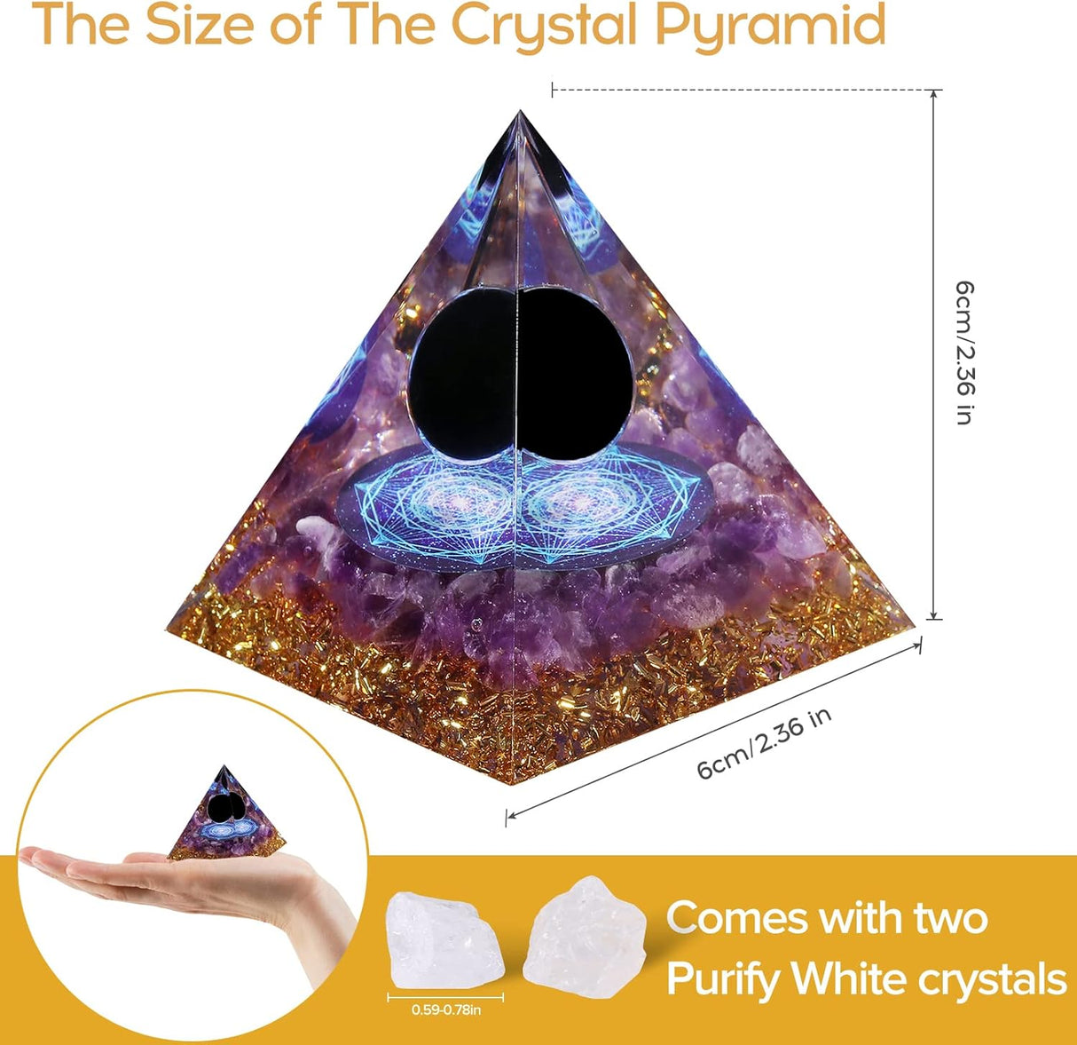 Hopeseed Pirámide de orgón para energía positiva, amatista