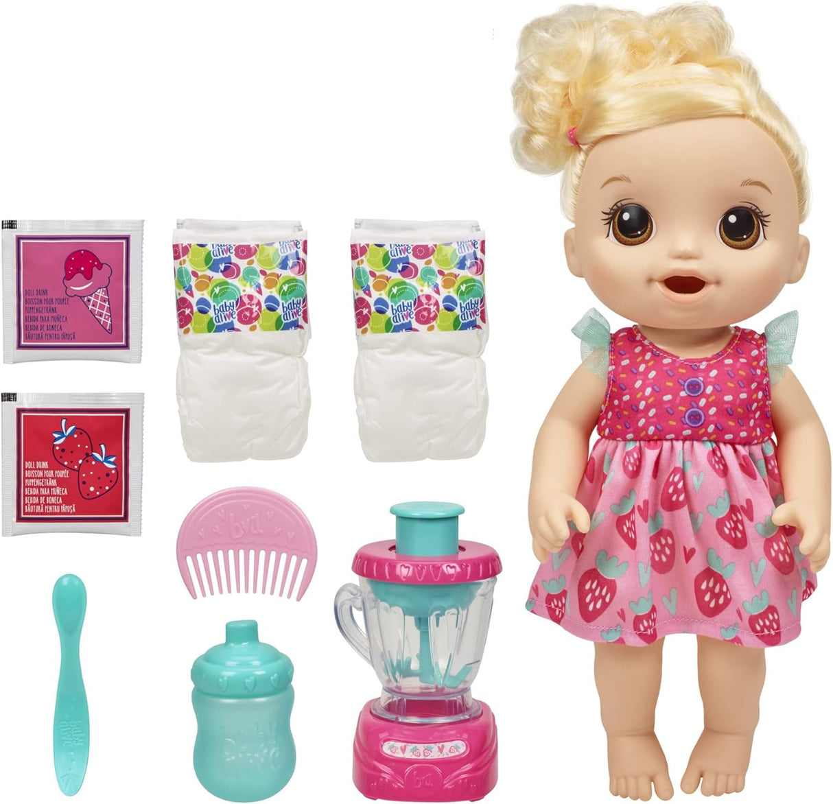Baby Alive Mezcladora Mágica Muñeca, Set con Licuadora, Edad 3+