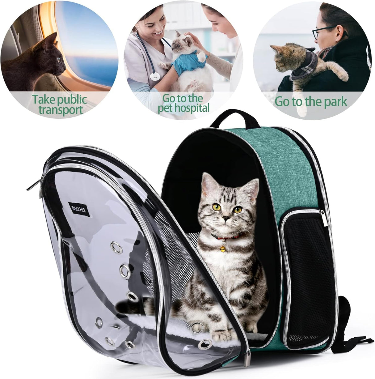 Mochila transportadora de gatos de burbujas