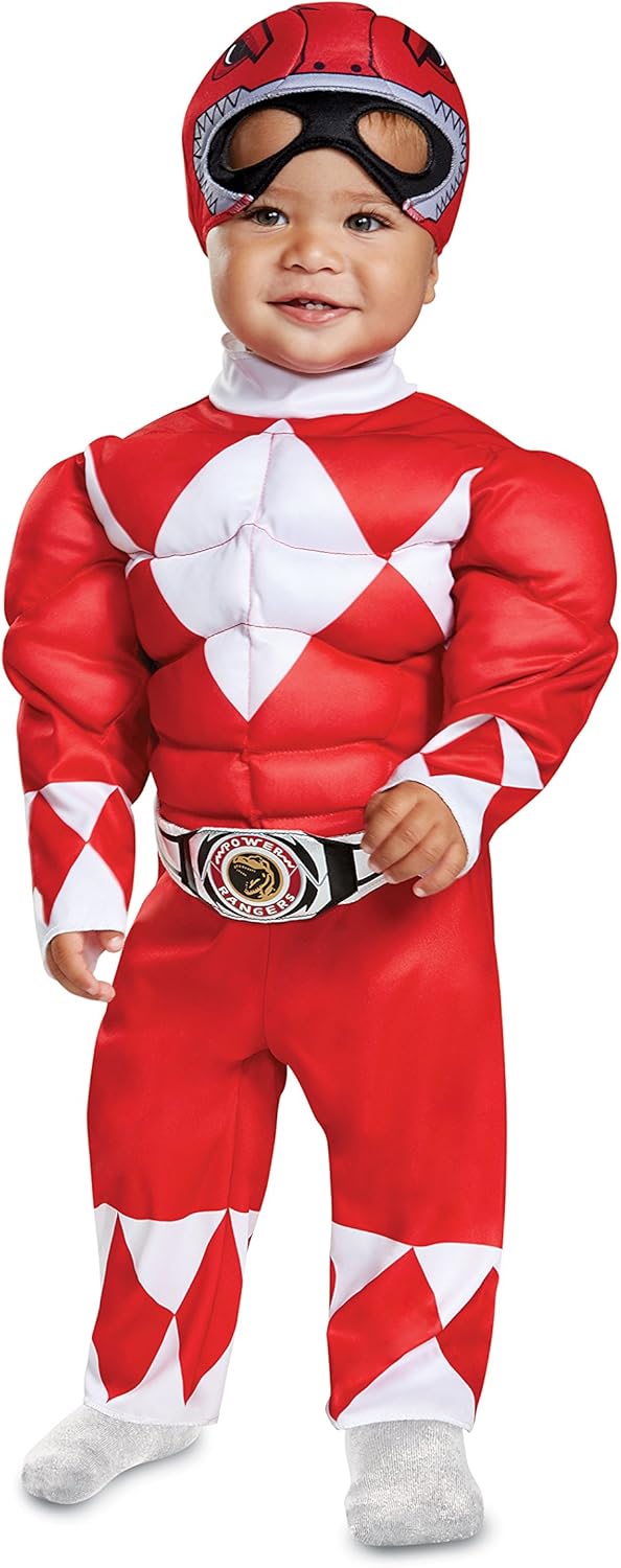 Disfraz Infante Ranger Rojo Musculoso, Disguise, 12-18 Meses